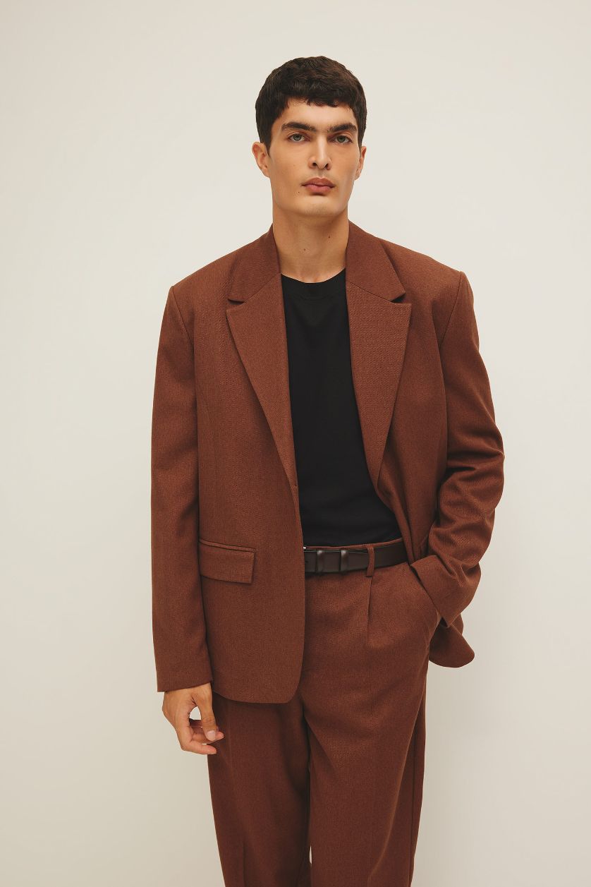 MAN Brown Relax Fit Lined Blazer