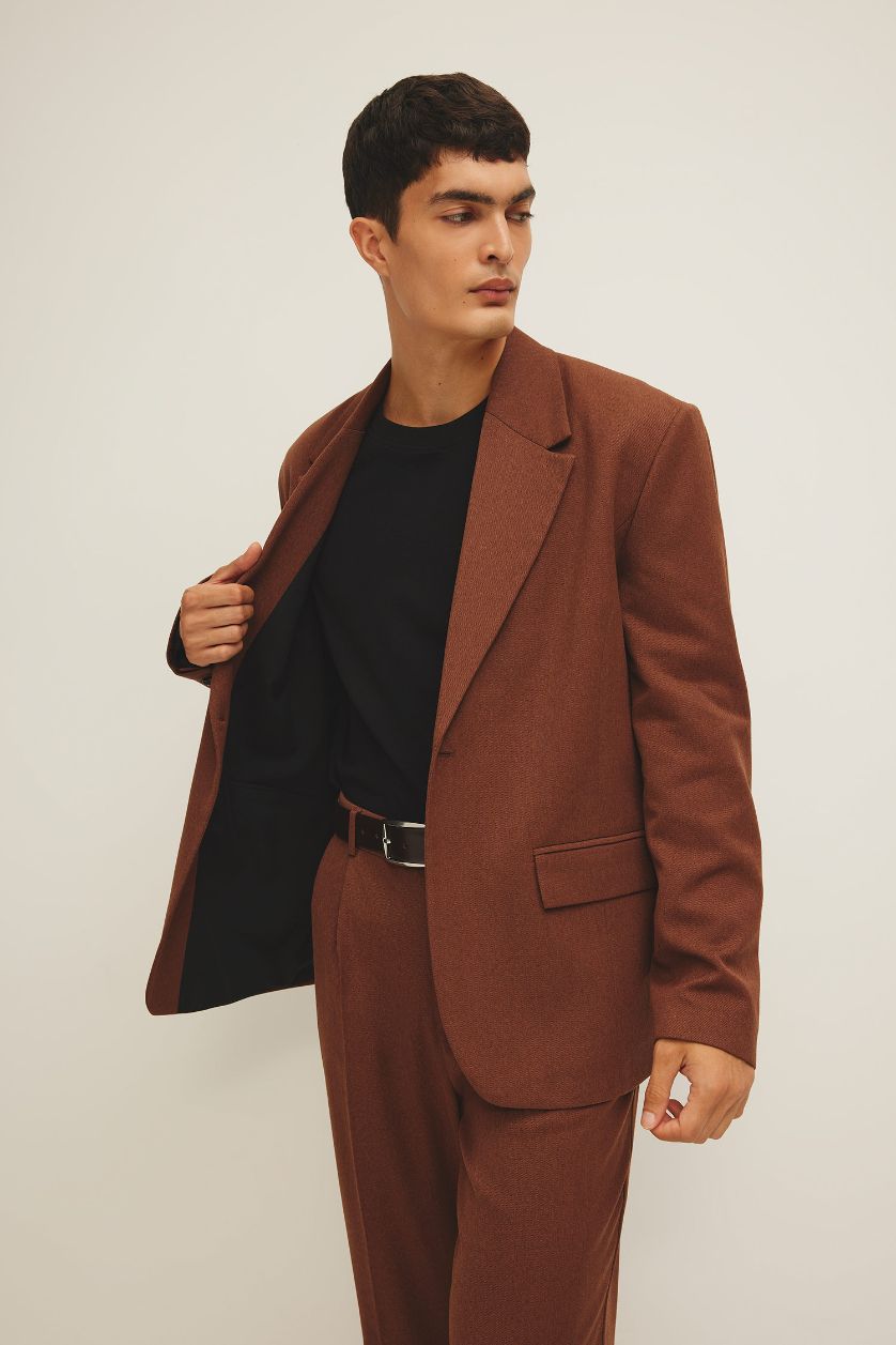 MAN Brown Relax Fit Lined Blazer