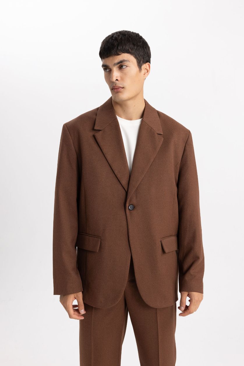 MAN Brown Relax Fit Lined Blazer