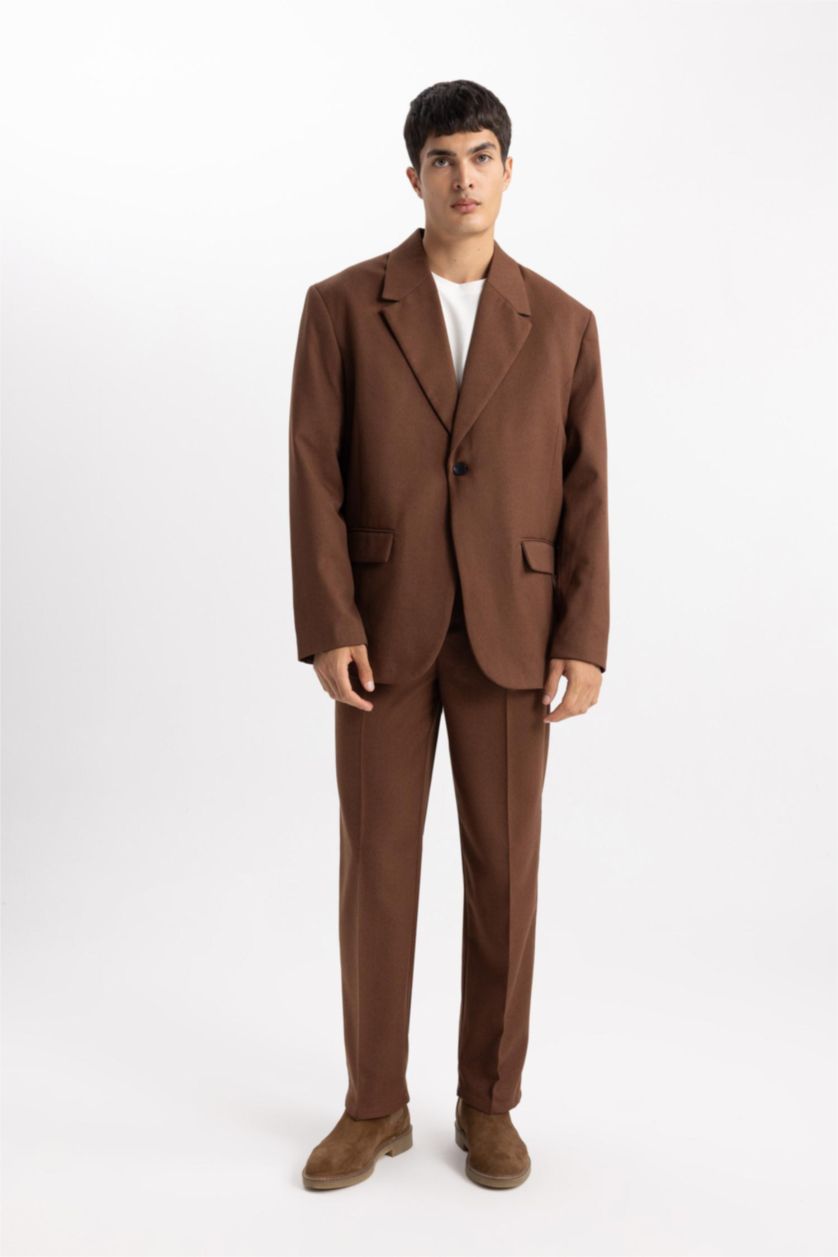 MAN Brown Relax Fit Lined Blazer