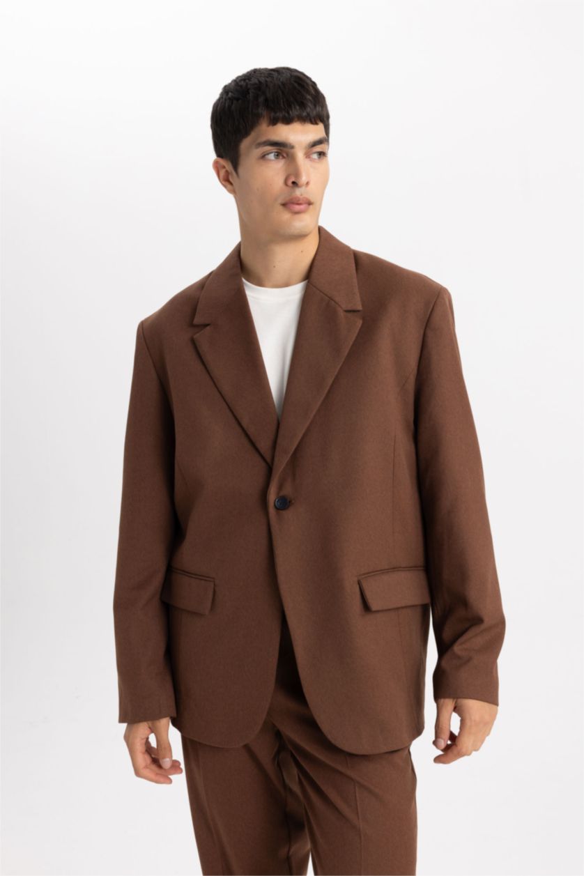 MAN Brown Relax Fit Lined Blazer