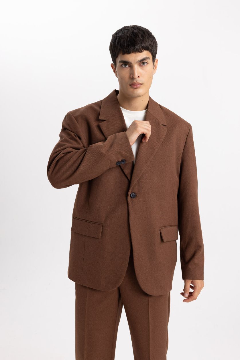 MAN Brown Relax Fit Lined Blazer