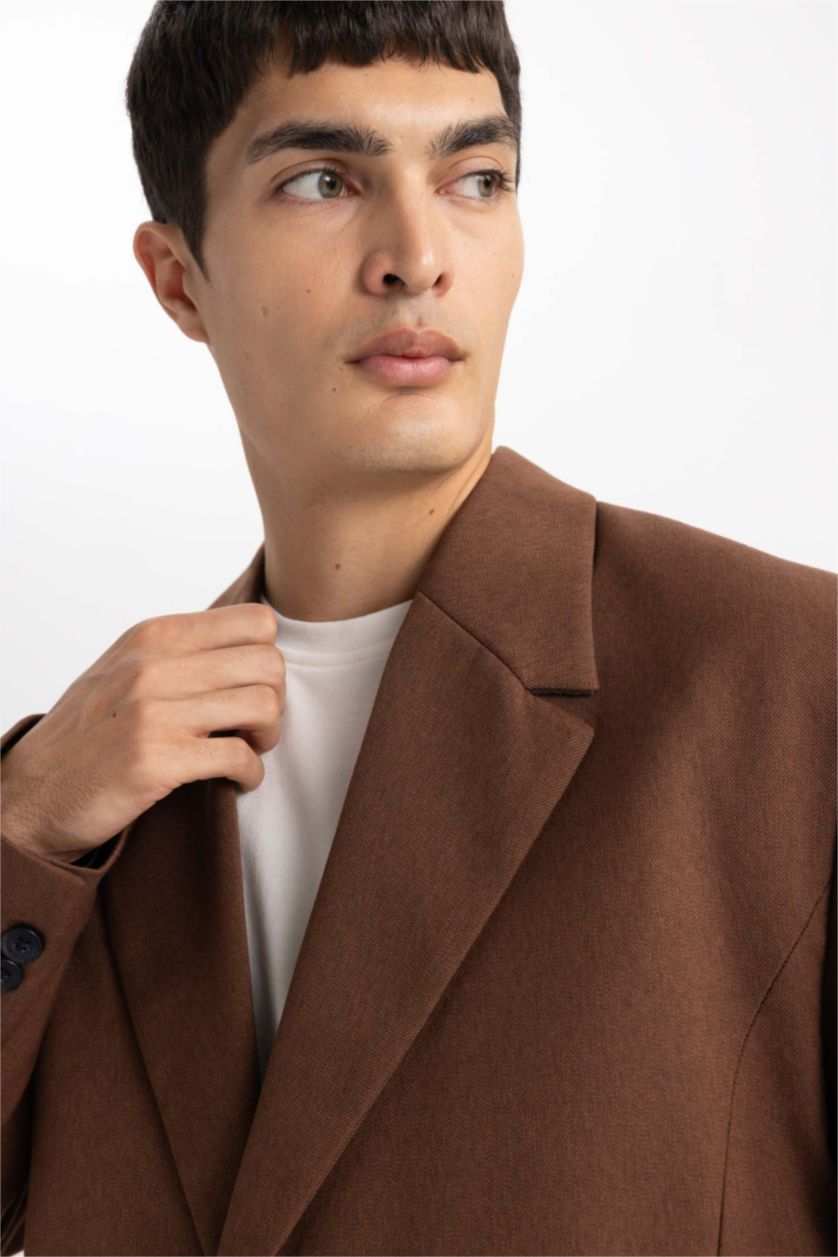 MAN Brown Relax Fit Lined Blazer