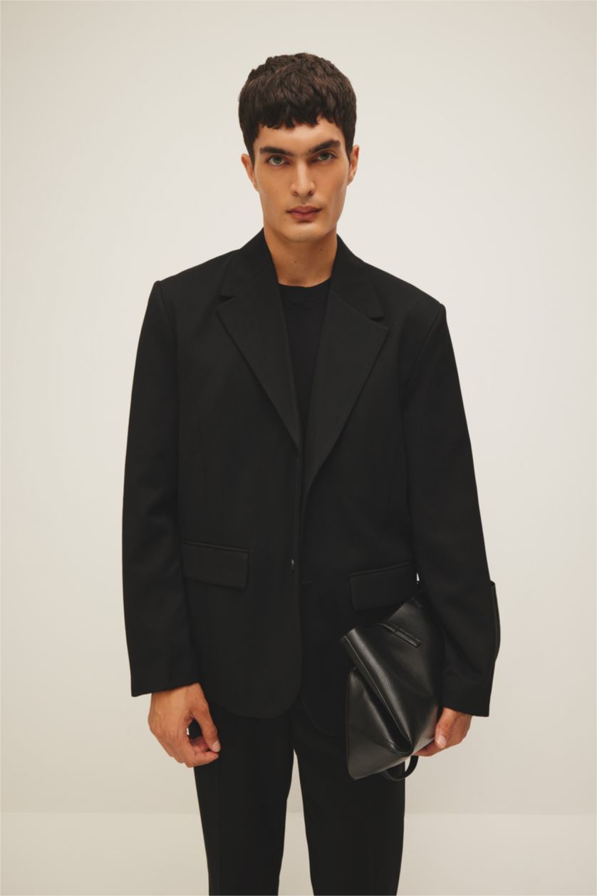 MAN Black Relax Fit Lined Blazer