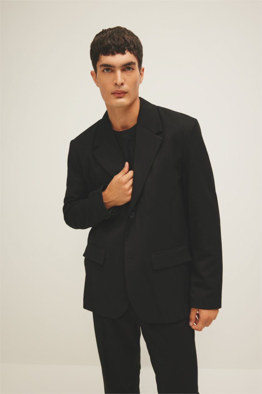 MAN Black Relax Fit Lined Blazer