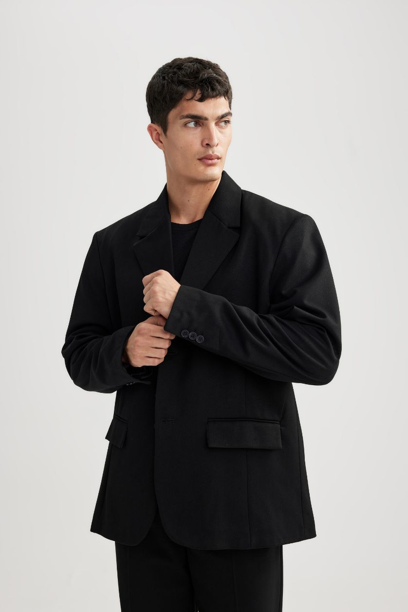 MAN Black Relax Fit Lined Blazer