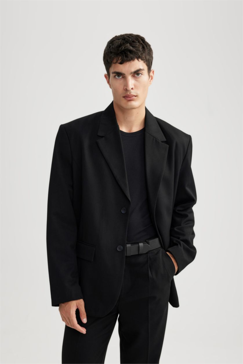 MAN Black Relax Fit Lined Blazer