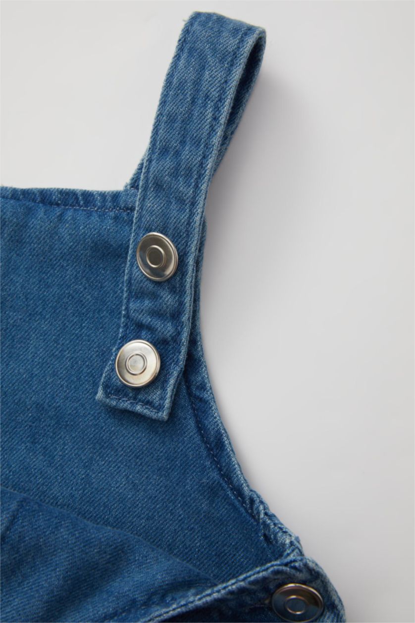 BÉBÉ FILLE Bleu Robe Jean à Bretelles Fleuries pour Bébé Fille