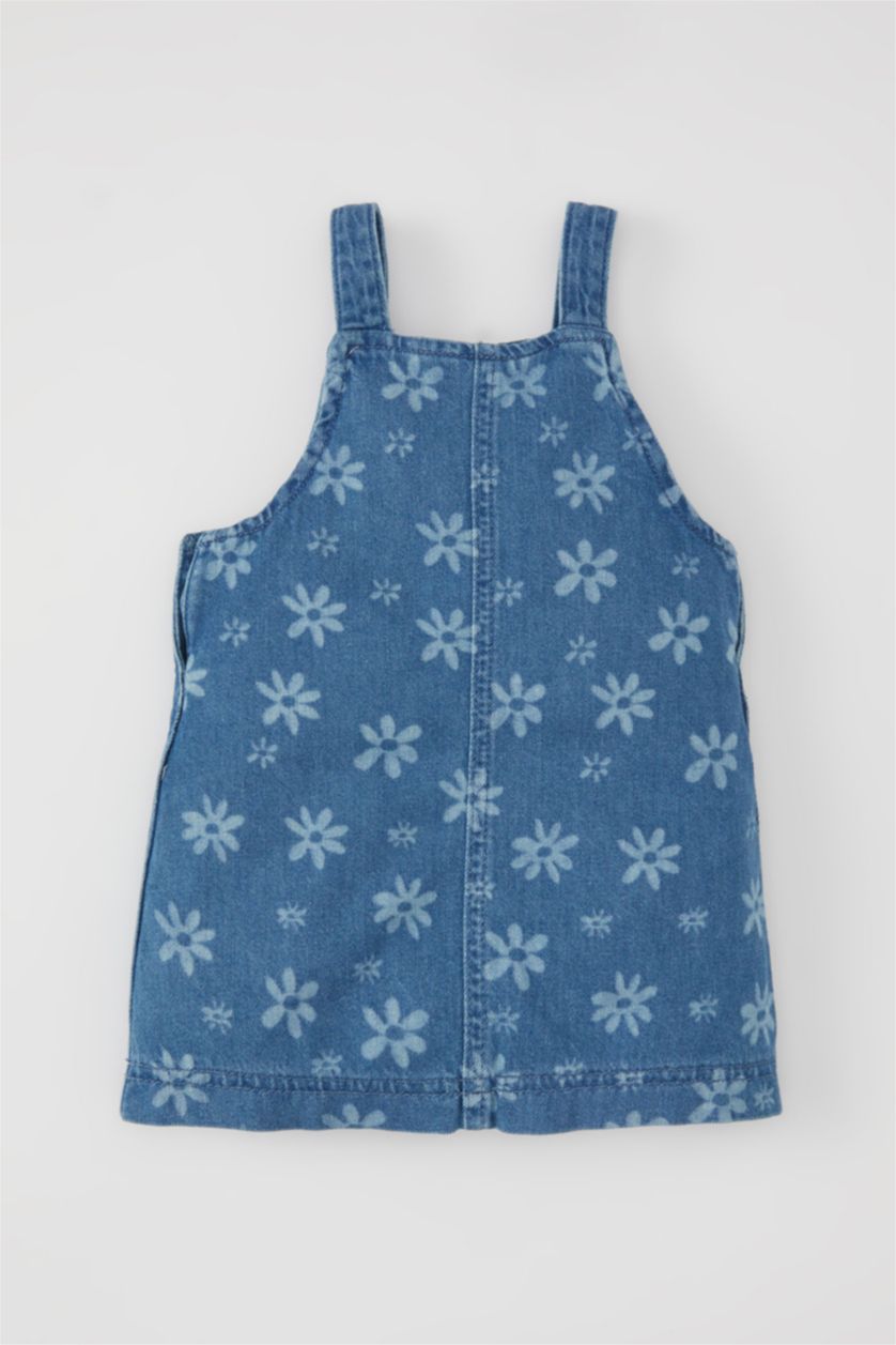 BÉBÉ FILLE Bleu Robe Jean à Bretelles Fleuries pour Bébé Fille