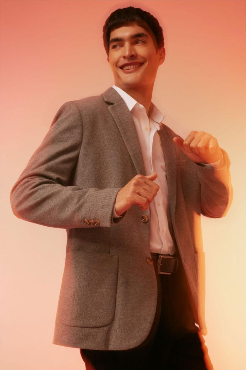 رجالي ميلانج أنترا بليزر قصة عادية بياقة جاكيت مبطن ميلانج أنترا