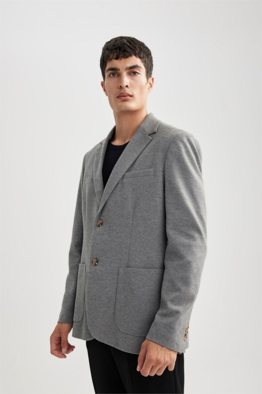 رجالي ميلانج أنترا بليزر قصة عادية بياقة جاكيت مبطن ميلانج أنترا