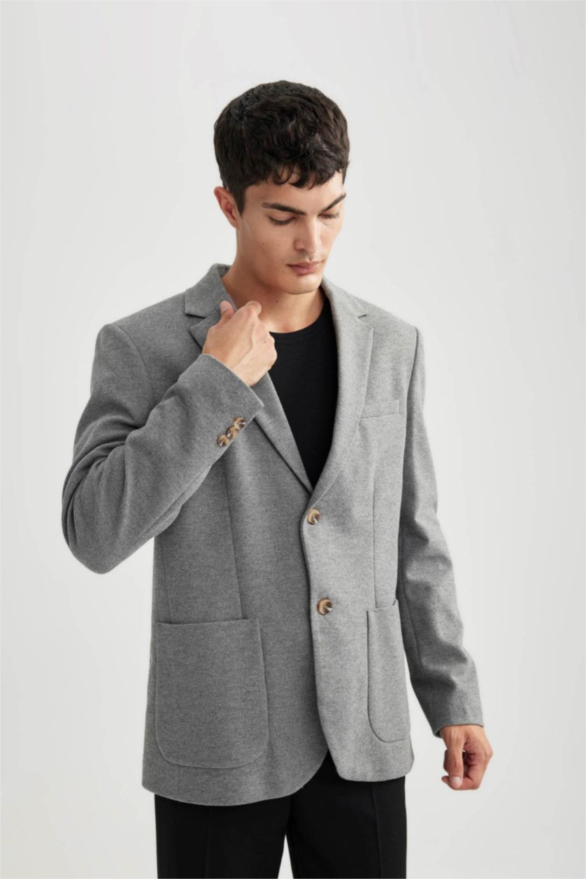 رجالي ميلانج أنترا بليزر قصة عادية بياقة جاكيت مبطن ميلانج أنترا