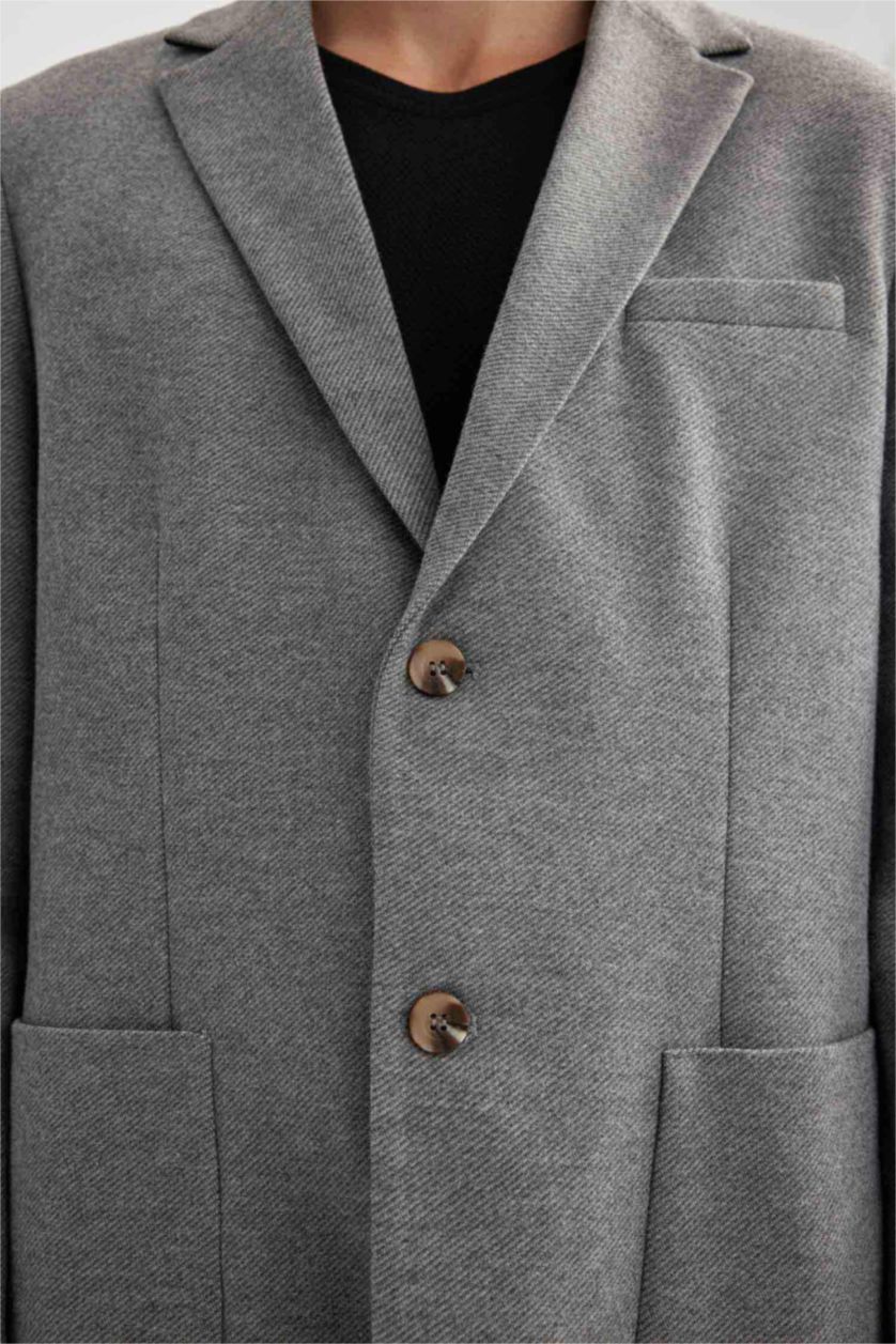 رجالي ميلانج أنترا بليزر قصة عادية بياقة جاكيت مبطن ميلانج أنترا