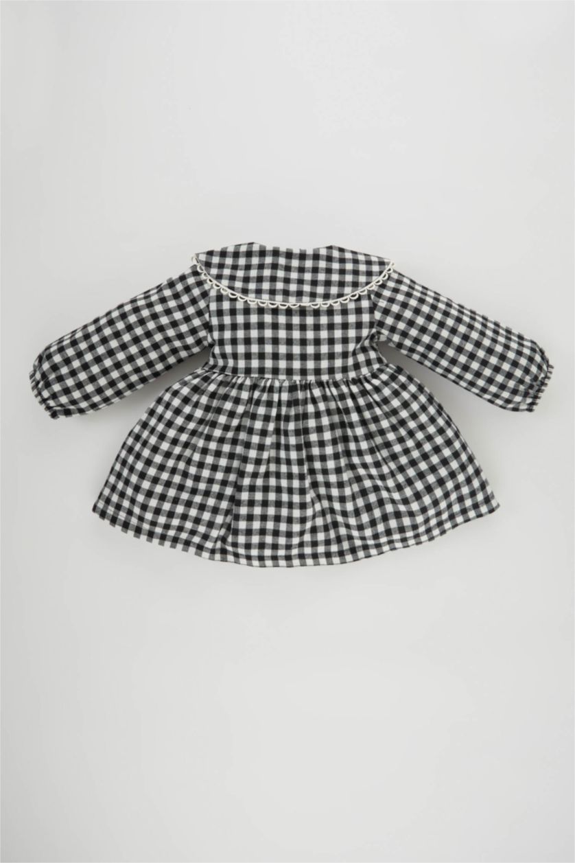 BABY GIRL Black Regular Fit Plaid Long Sleeve Woven Dress