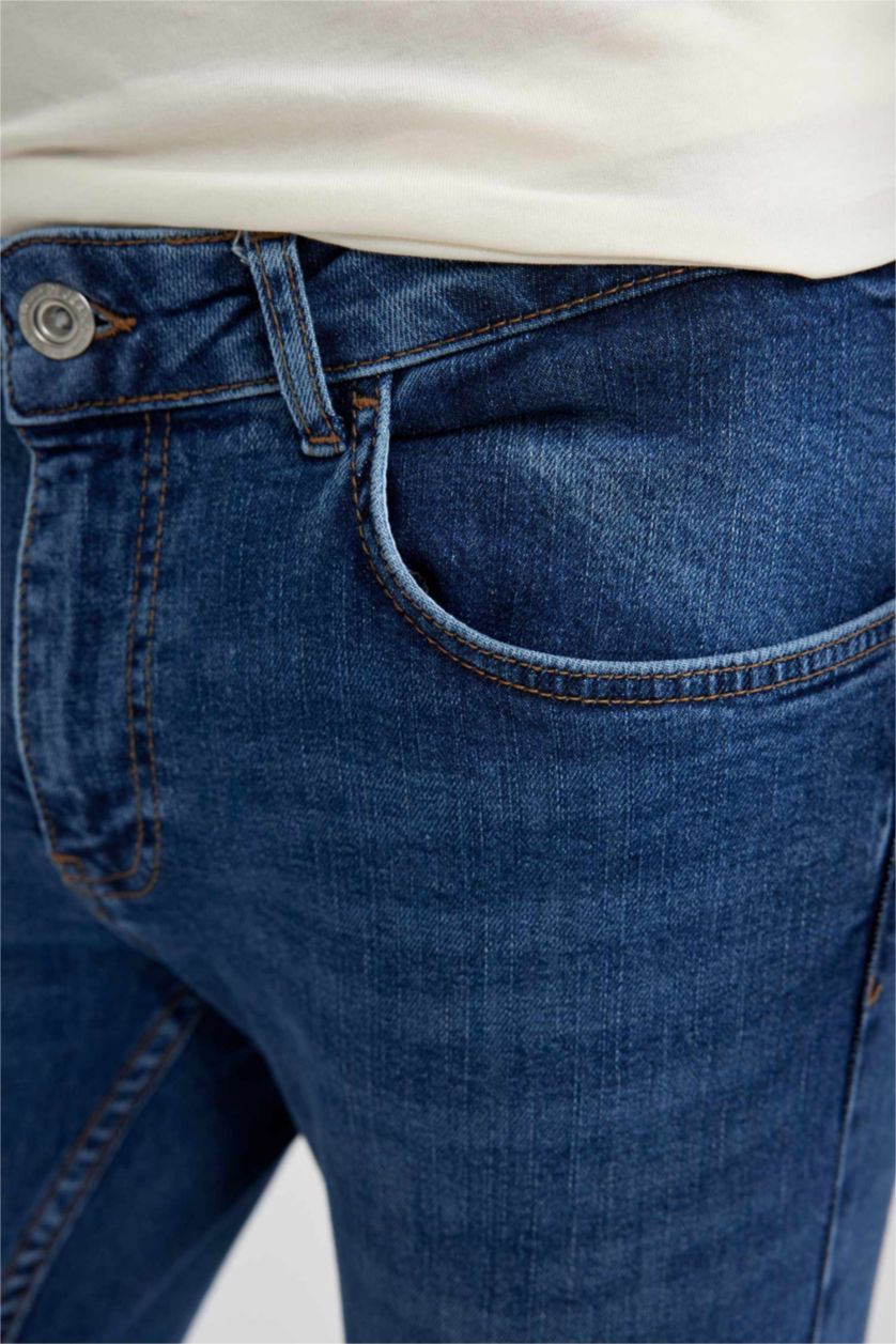 HOMME Bleu Pantalon Jean Coupe skinny confortable Faible destruction Ourlet étroit