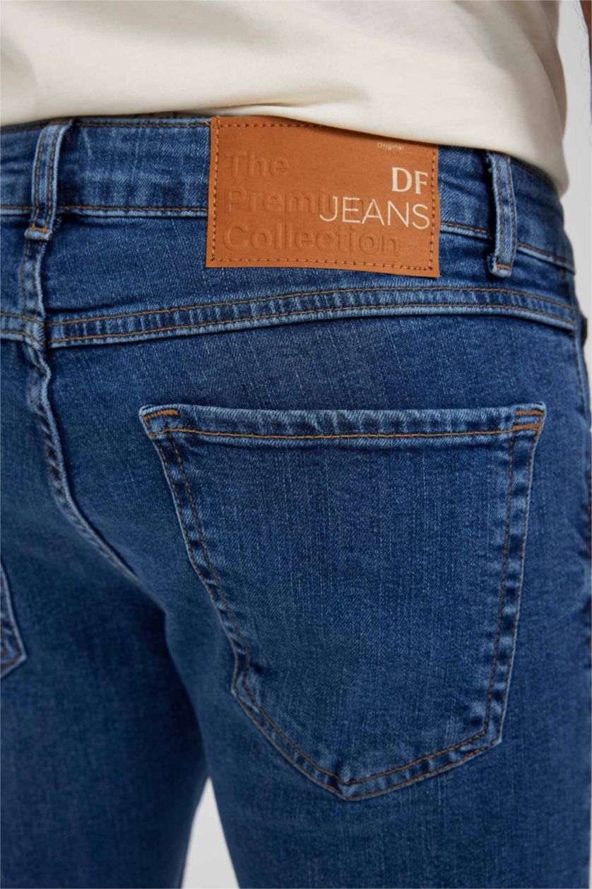 HOMME Bleu Pantalon Jean Coupe skinny confortable Faible destruction Ourlet étroit