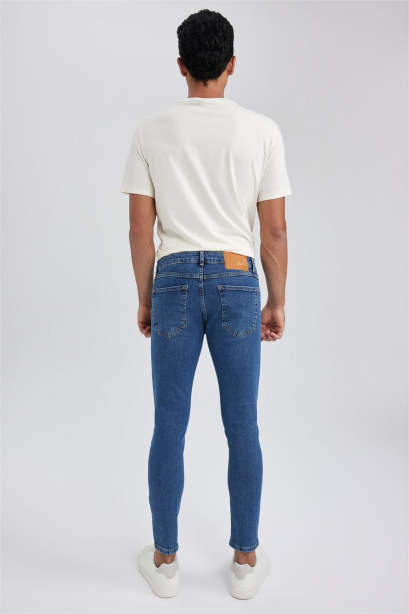 HOMME Bleu Pantalon Jean Coupe skinny confortable Faible destruction Ourlet étroit