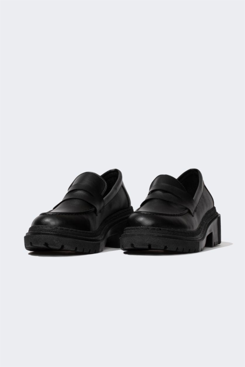 حريمي أسود حذاء كلاسيكي حريمي جلد صناعي