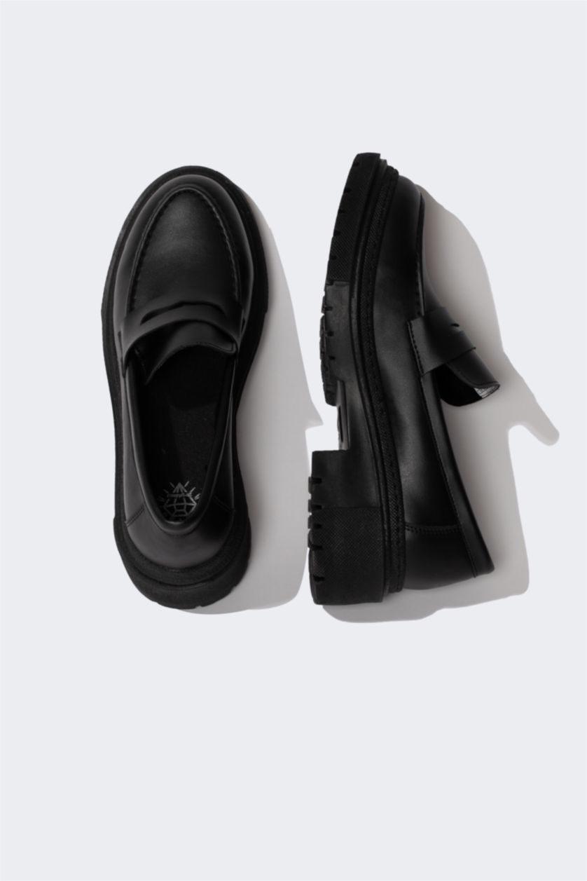 حريمي أسود حذاء كلاسيكي حريمي جلد صناعي