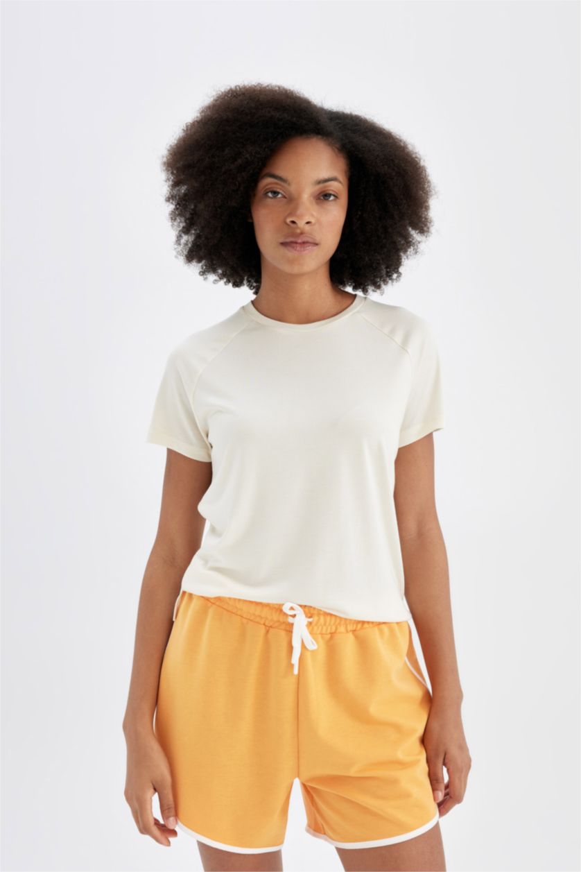 Woman Light Orange DeFactoFit Standard Fit Short Leg Shorts