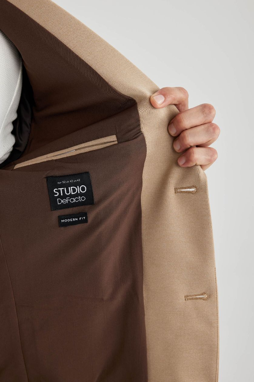 Erkek Kum Modern Fit Ceket Yaka Düğmeli Blazer Ceket
