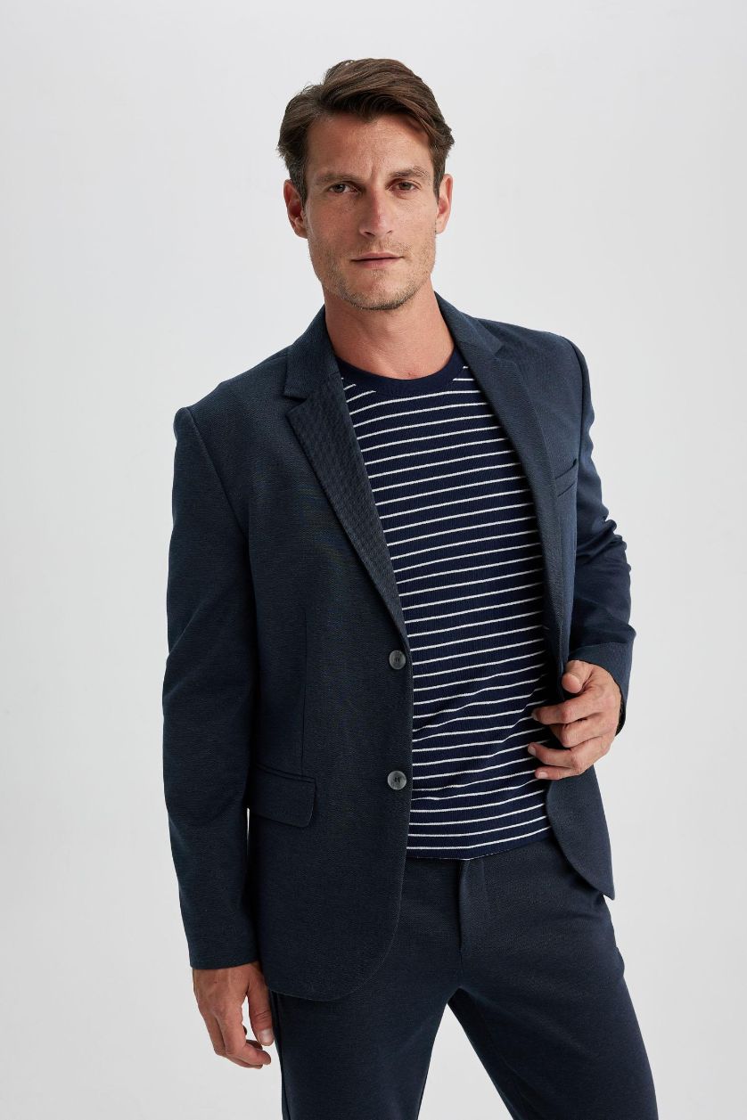 رجال ميلانج كحلي جاكيت بليزر مودرن فيت