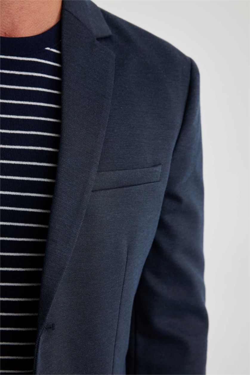 رجال ميلانج كحلي جاكيت بليزر مودرن فيت