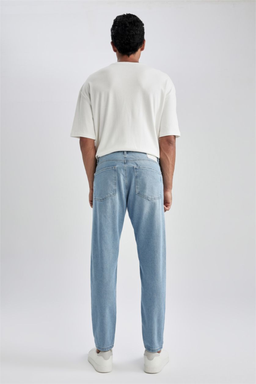 رجالي أزرق فاتح بنطلون جينز سليم فيت ممزق