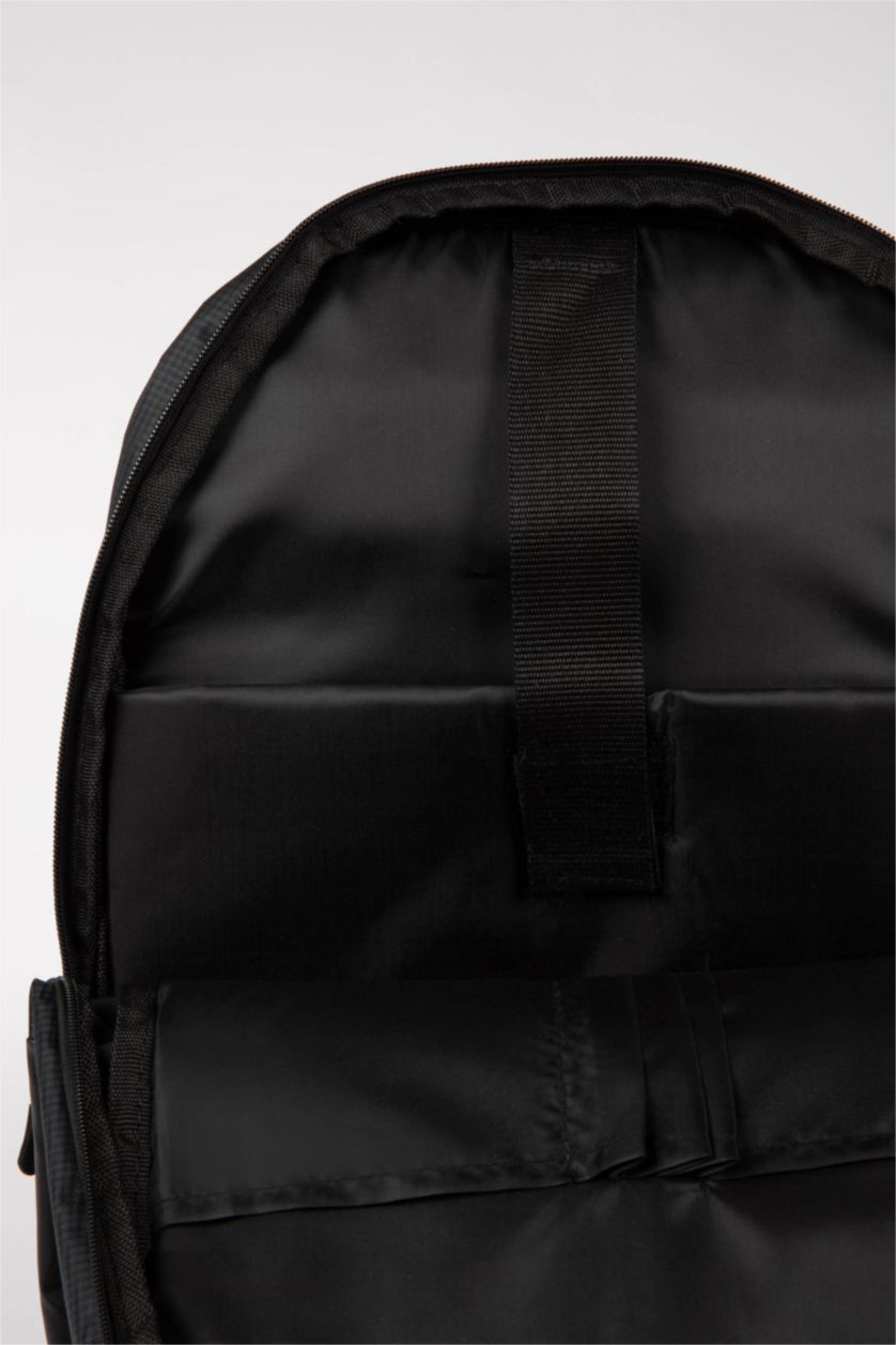 Man Black Unisex Waterproof Fabric School Backpack