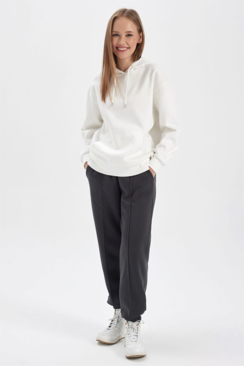 Woman Anthracite jogger Thick Sweatshirt Fabric Trousers