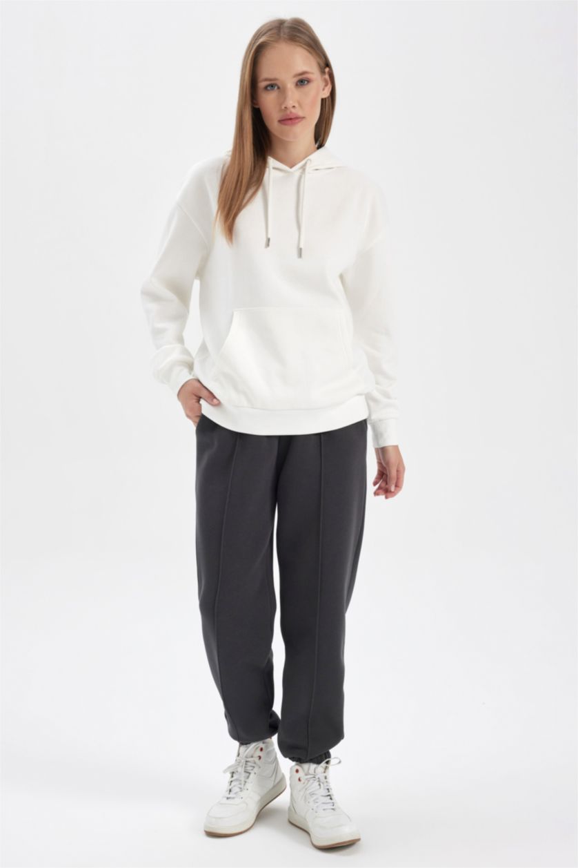 Woman Anthracite jogger Thick Sweatshirt Fabric Trousers