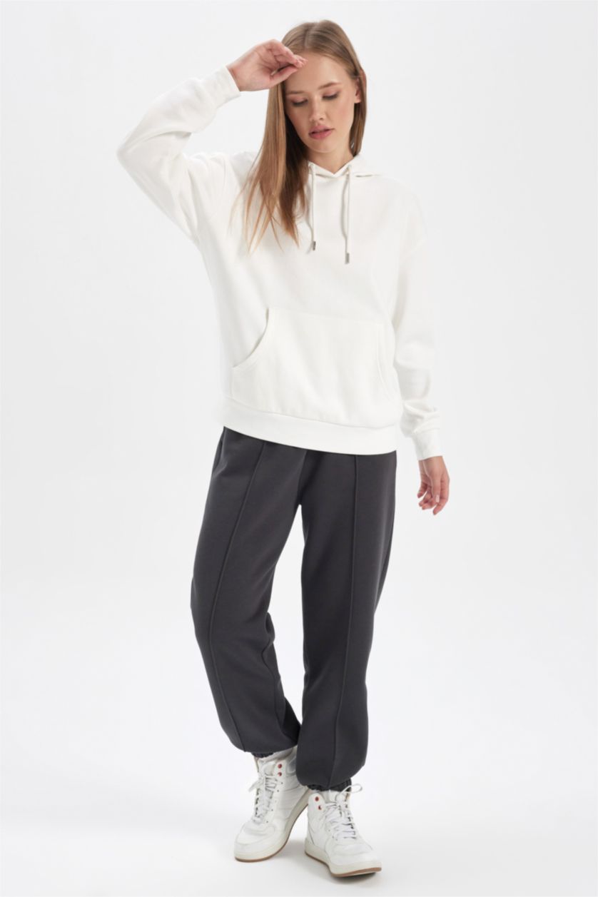 Woman Anthracite jogger Thick Sweatshirt Fabric Trousers