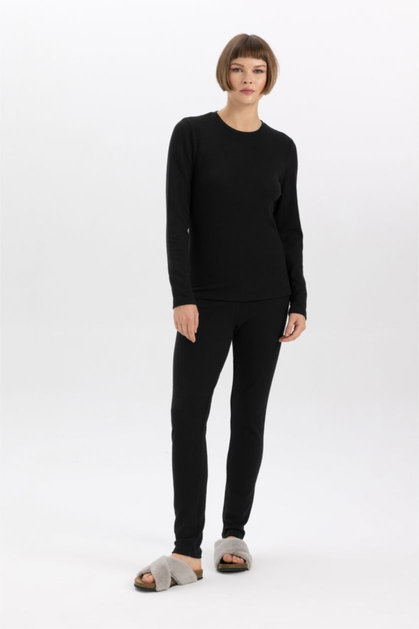 WOMAN Black Fall in Love Slim Fit Thermal Bottom