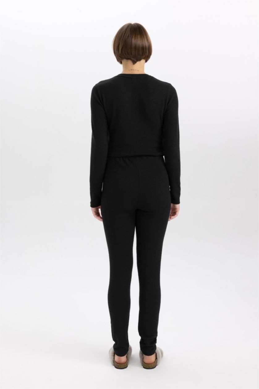 WOMAN Black Fall in Love Slim Fit Thermal Bottom