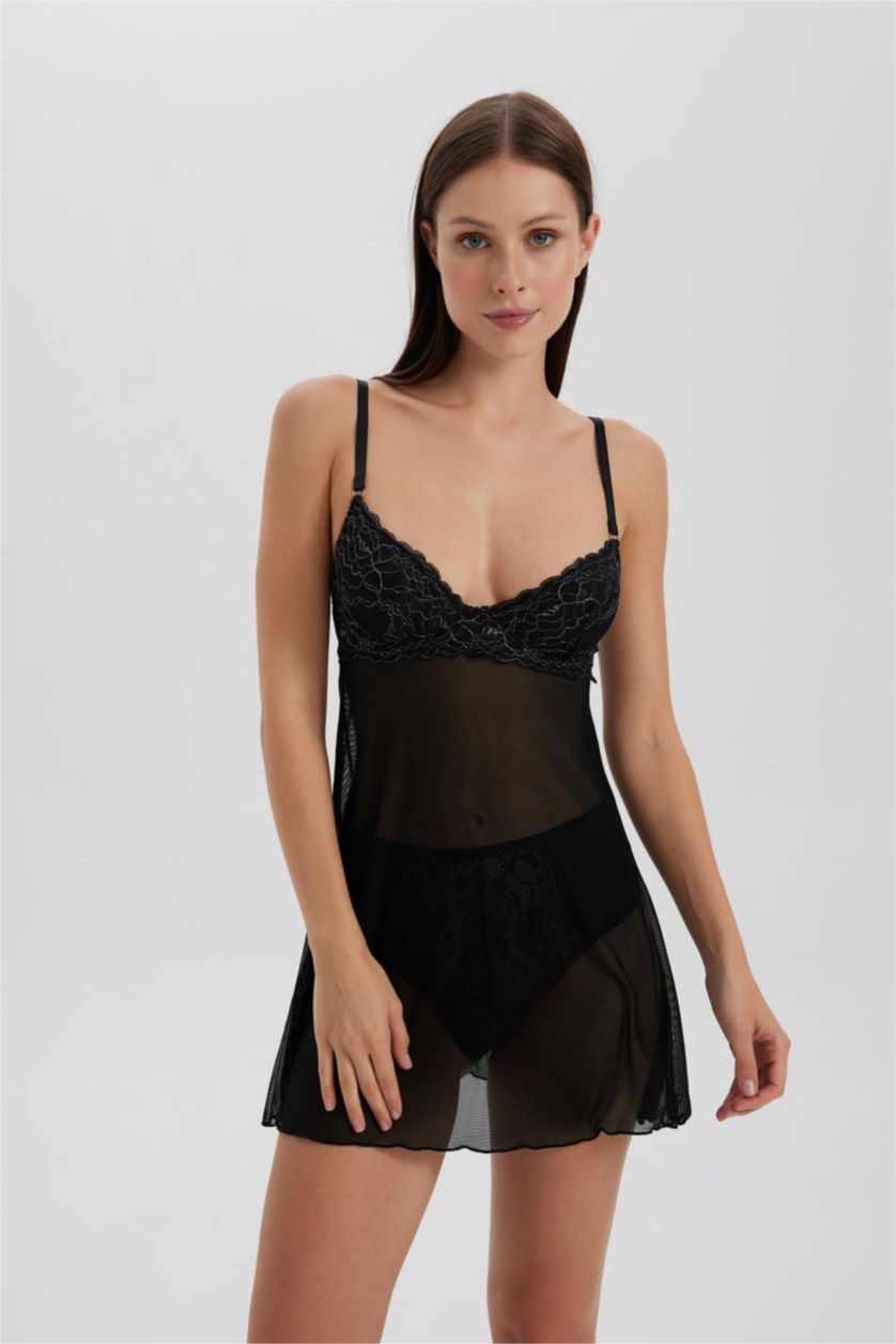 FEMME Noir Babydoll Dentelle de Fall In Love