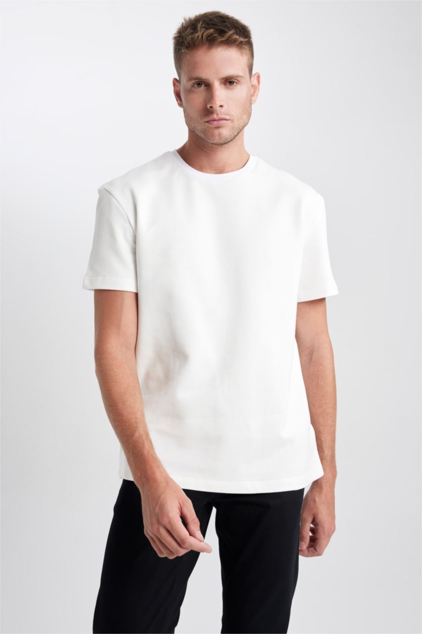 MAN Ecru New Regular Fit Crew Neck Short Sleeve T-Shirt