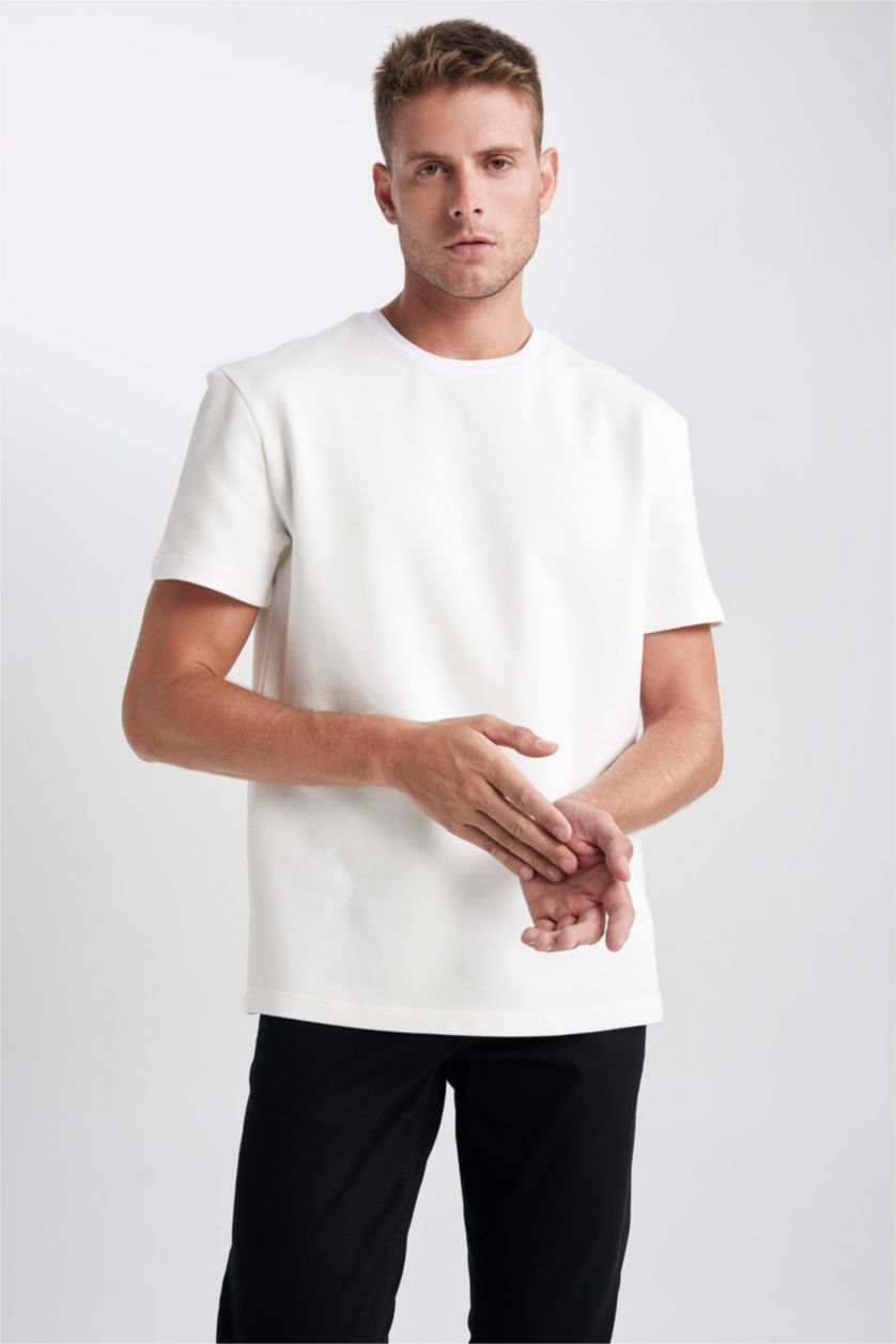 MAN Ecru New Regular Fit Crew Neck Short Sleeve T-Shirt