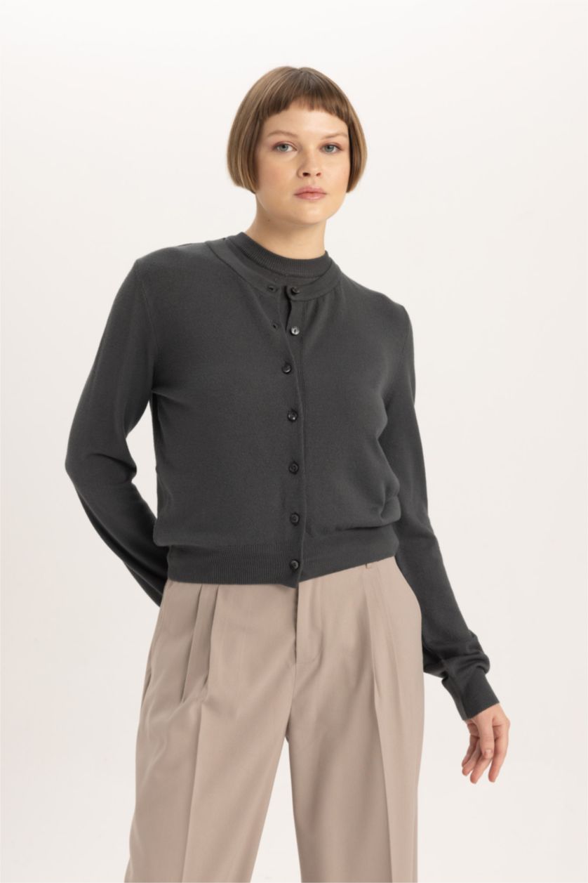 WOMAN Anthracite Slim Fit Cardigan