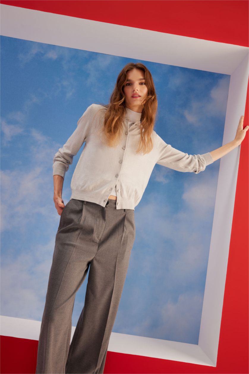 WOMAN Grey Slim Fit Cardigan