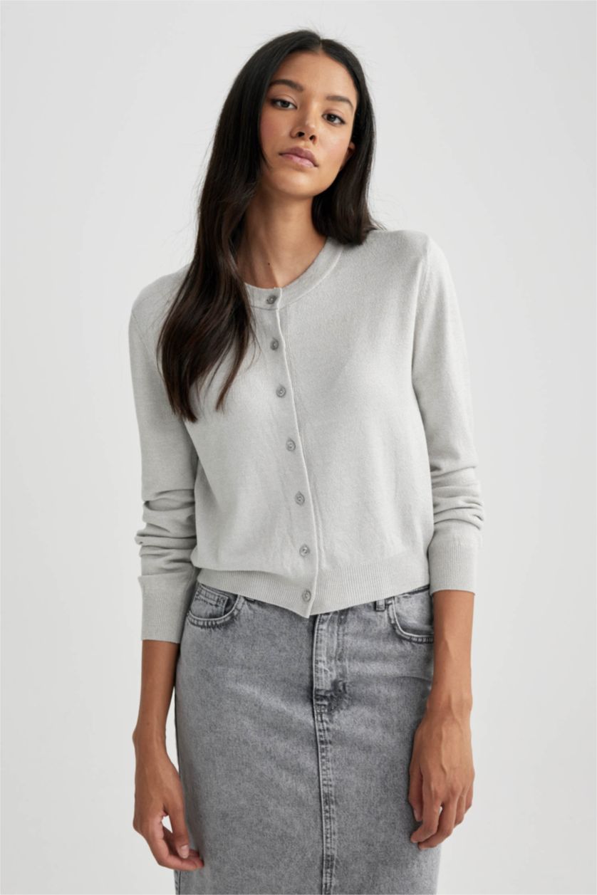 WOMAN Grey Slim Fit Cardigan