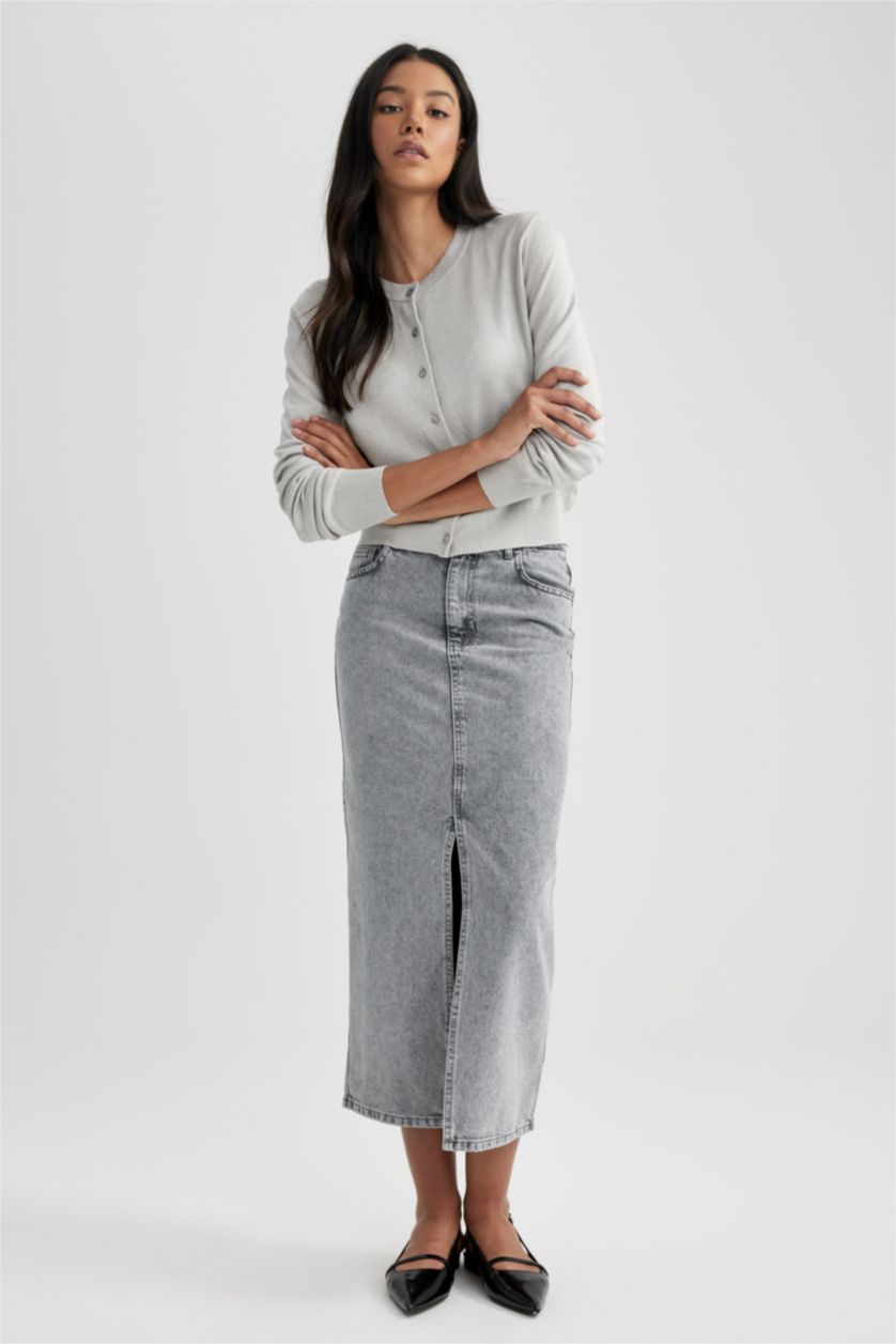 WOMAN Grey Slim Fit Cardigan