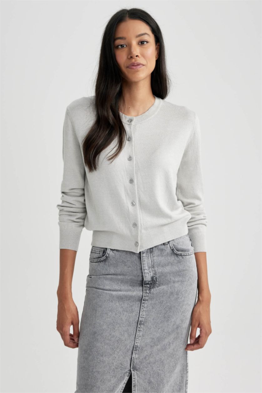 WOMAN Grey Slim Fit Cardigan