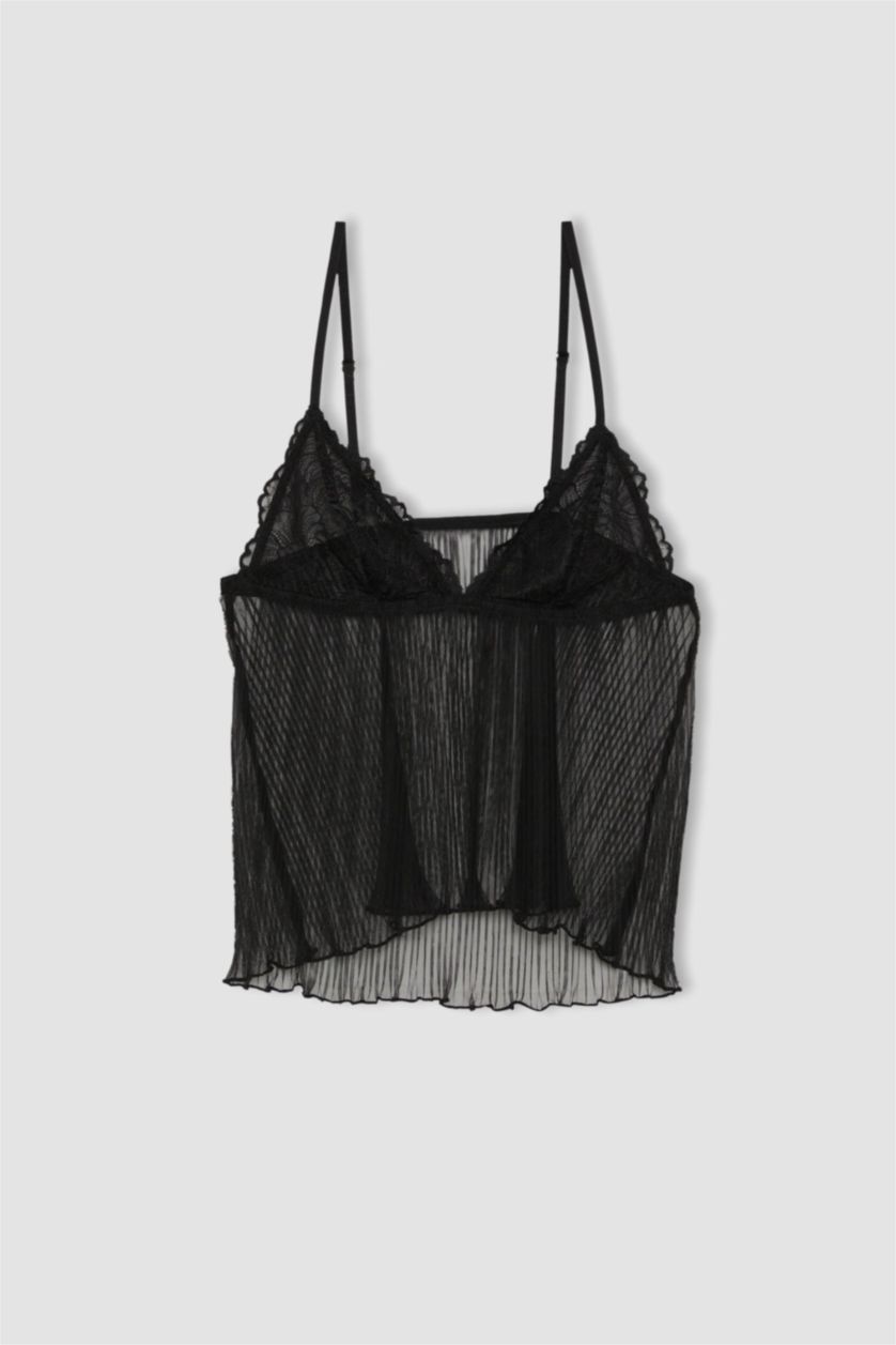 WOMAN Black Strappy Knitted Tops