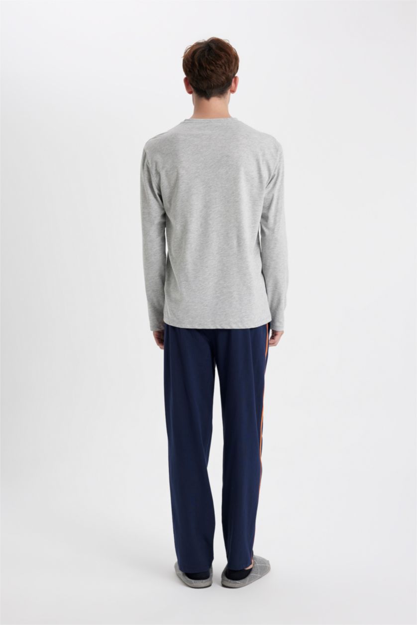 رجالي ميلانج رمادي طقم قصة عادية كم طويل من قطعتين