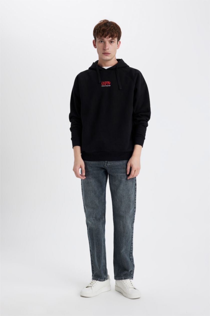 HOMME Noir Sweatshirt Coupe Oversize à Capuche
