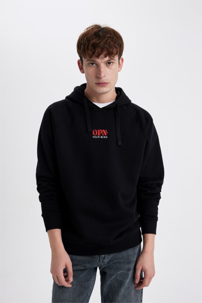 HOMME Noir Sweatshirt Coupe Oversize à Capuche