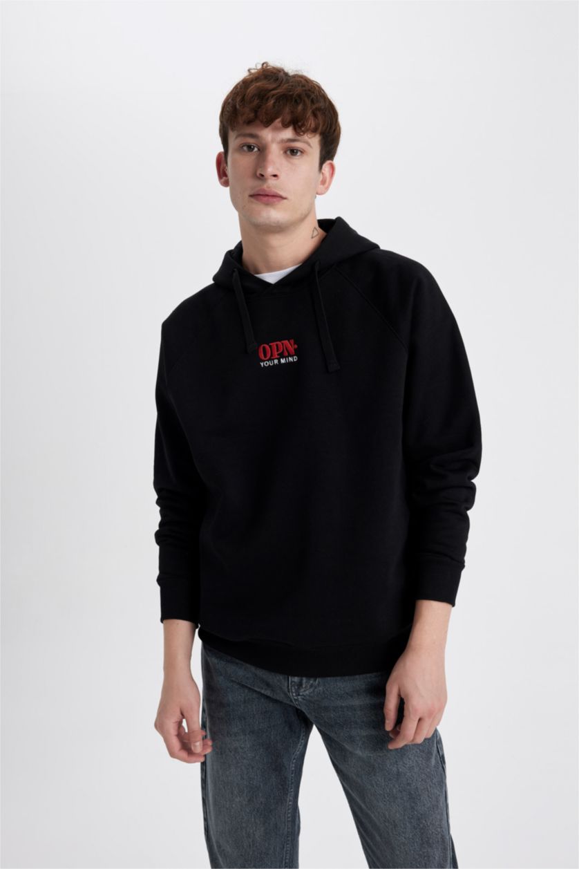 HOMME Noir Sweatshirt Coupe Oversize à Capuche