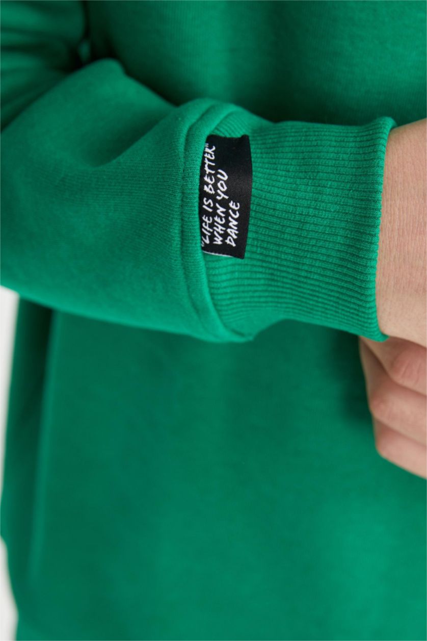 HOMME Vert Sweat- Shirt Coupe Oversize Encapuchonné