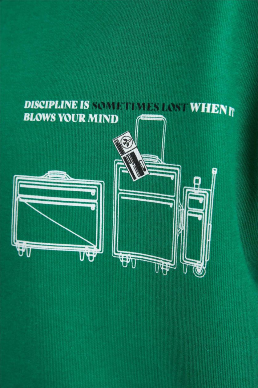 HOMME Vert Sweat- Shirt Coupe Oversize Encapuchonné