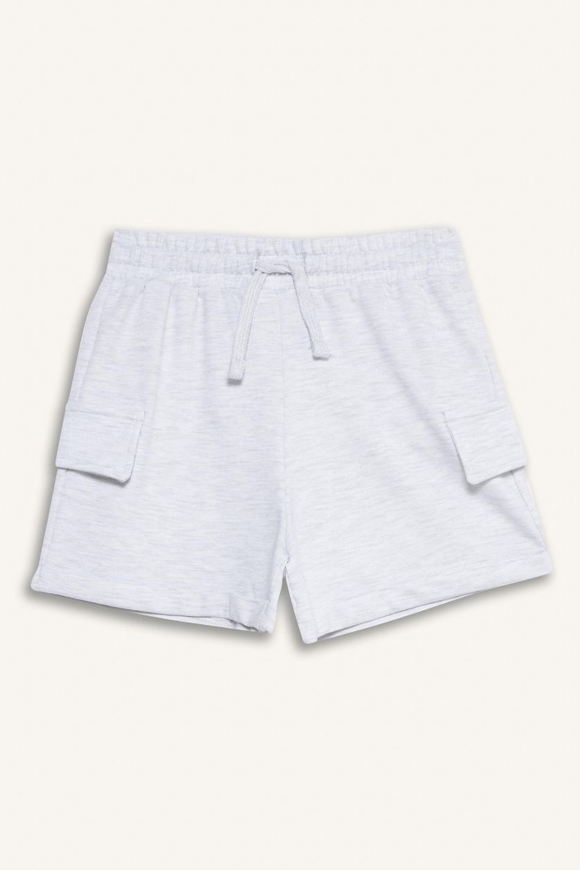 بناتي ميلانج رمادي شورت قصير بناتي كارجو بخصر مطاطي